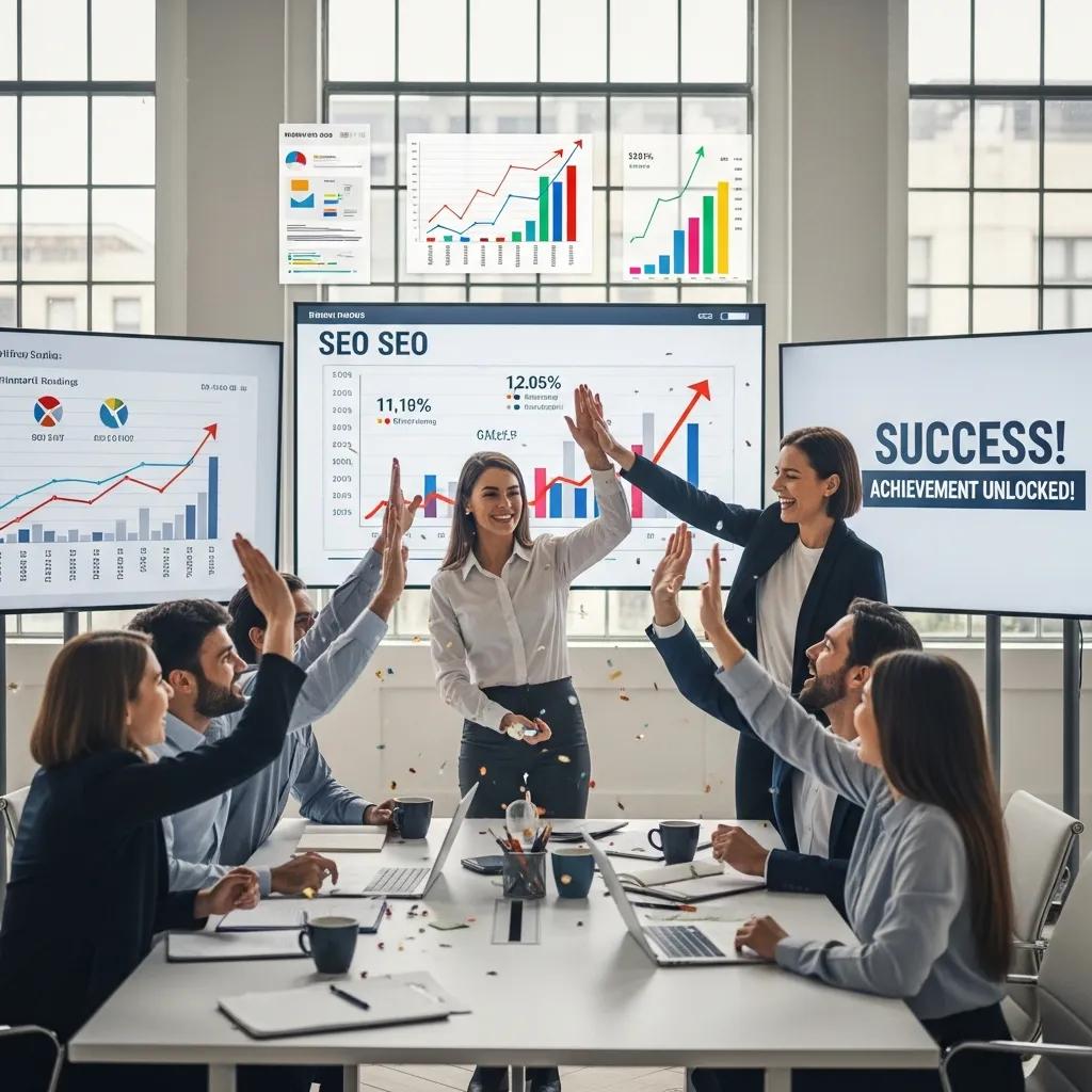 Agency team celebrating the benefits of white label SEO services